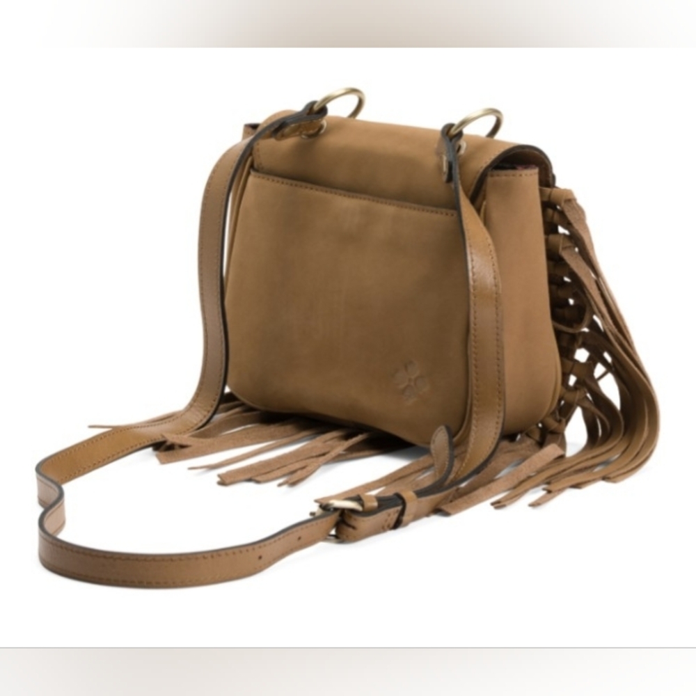 Patricia Nash Nubuck Suede Karissa Crossbody Bag with Fringe, Wheat Tan - Picture 9 of 10